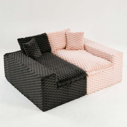 Multifunctional Sofa Pink Black, Fits 4 People