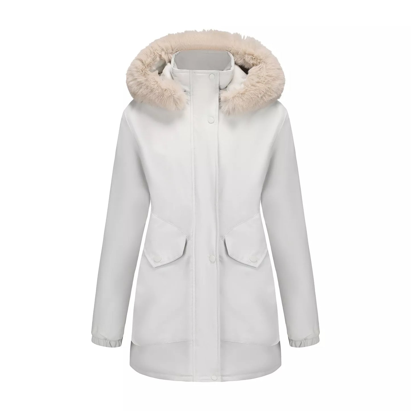 Full Size Fur Hooded Warm Winter Parka Outerwear Plus Size