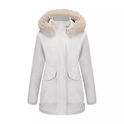 Full Size Fur Hooded Warm Winter Parka Outerwear Plus Size