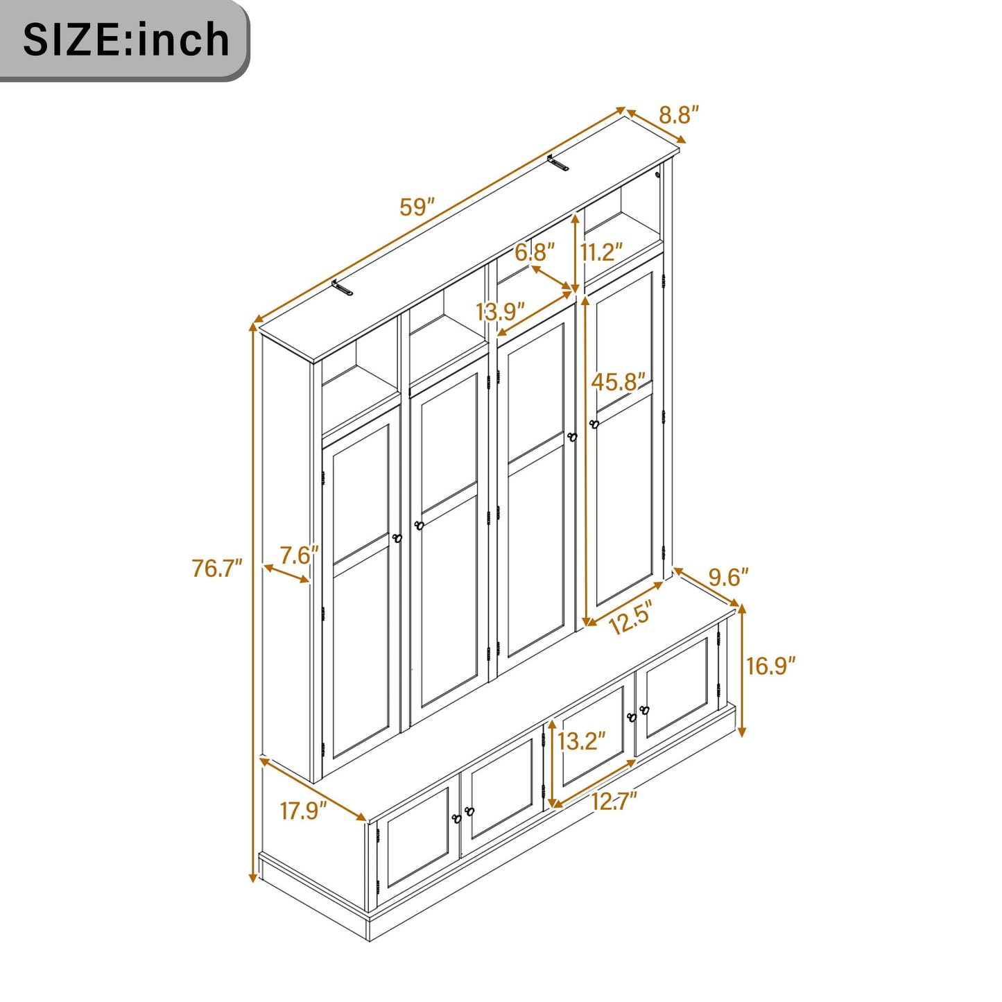 Hall Tree With Bench And Cabinet