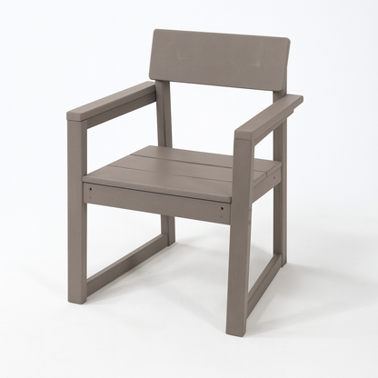 Antique Wood Color HDPE Outdoor & Garden Armchairs with Backrest
