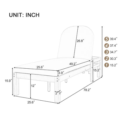 Outdoor Chaise Lounge With 5 Position Adjustable Backrest (Set of 2)