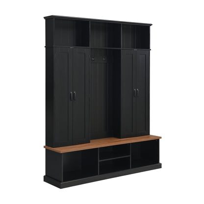 Entryway Hall Tree With Bench, 3 Top Cubbies & Bottom Storage Space