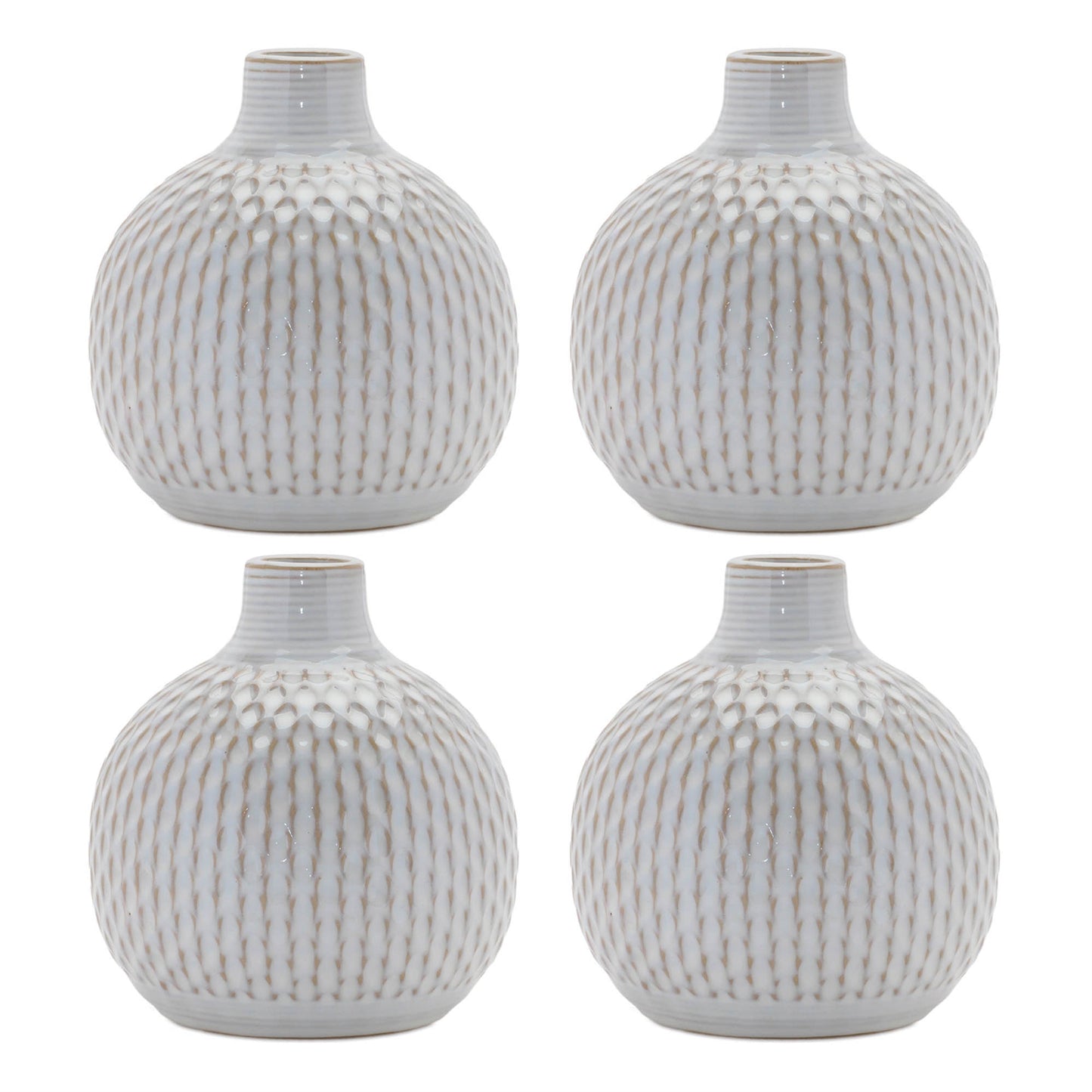 Notched Ceramic Bottle Vase (Set of 4)