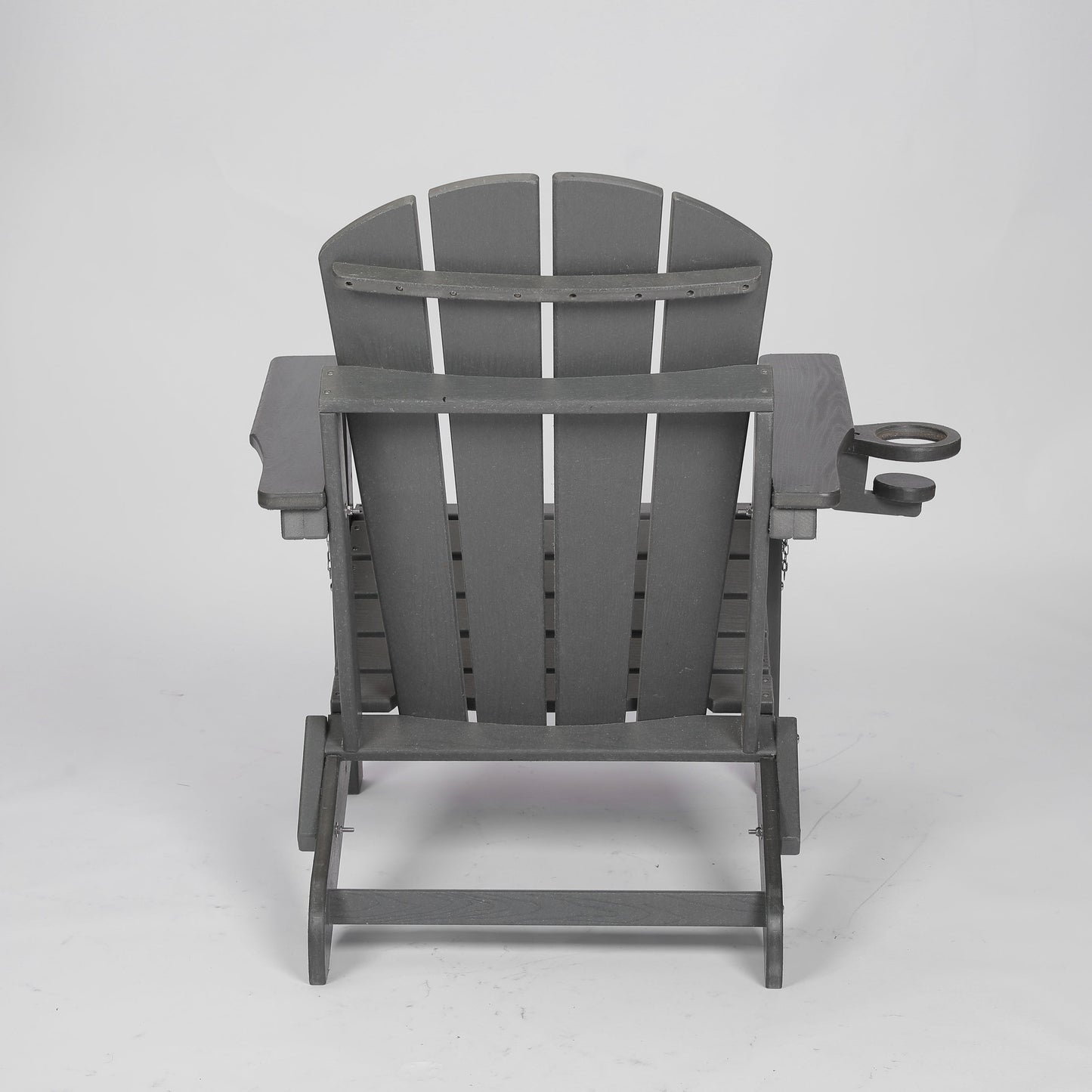 HDPE Folding Adirondack Chair with Dual Cup Holder - Gray