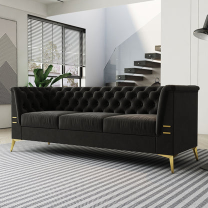 Luxurious Sofa With Legs, Modern Chesterfield Design, Tufted Upholstery, 3 Seat Couch For Living Room And Office