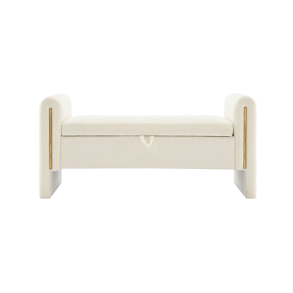 Modern Teddy Upholstered Large Bed End Bench With Arms And Storage