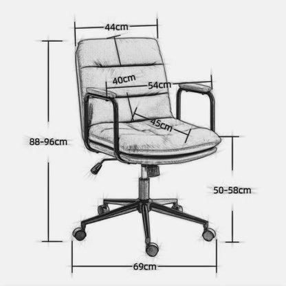 Office Chair, Mid Back Home Office Desk Task Chair With Wheels And Arms Ergonomic Computer Rolling Swivel Chair With Padded Armrest