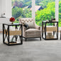Set of 2 Modern End Table with Drawer - Nightstand for Bedroom & Living Room