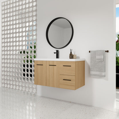 Wall Mounted Floating Bathroom Vanity With Sink, Door & Drawers Modular Cabinet
