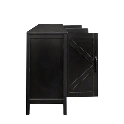 Cabinet With 4 Doors and 4 Open Shelves Freestanding Sideboard