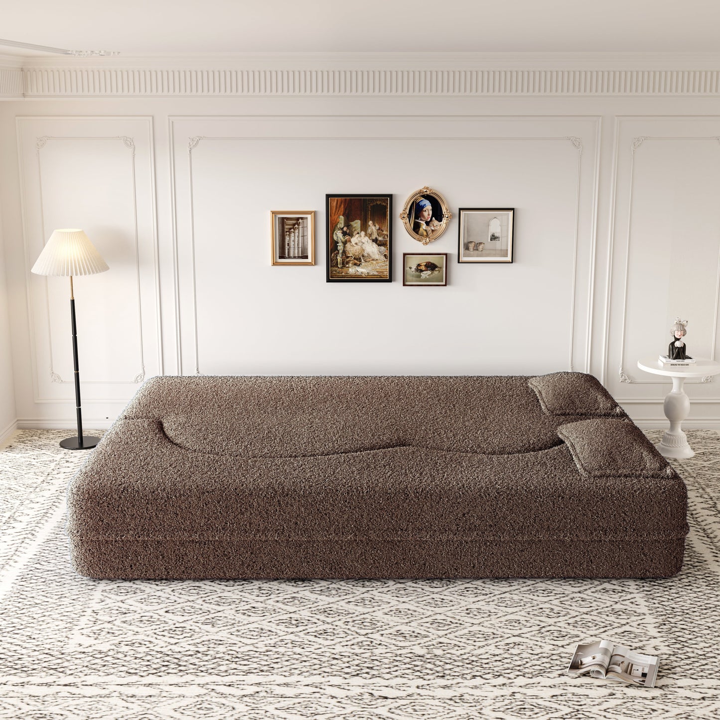 Modern Floor Sofa with 2 Pillows