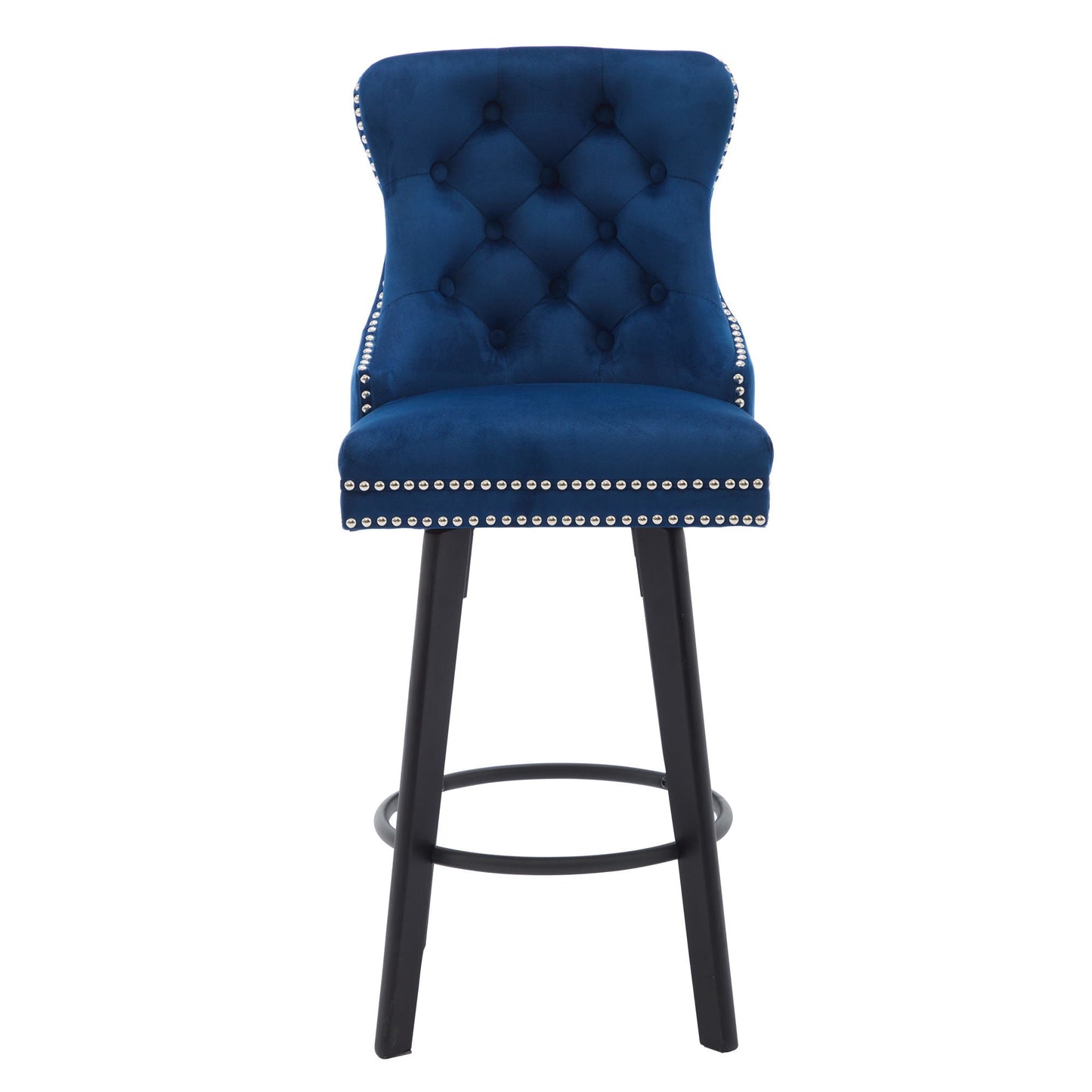 Swivel Bar Stools With Button Tufted Design And Rivet Trim