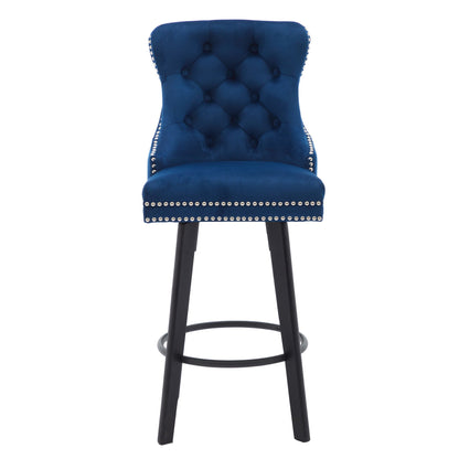 Swivel Bar Stools With Button Tufted Design And Rivet Trim