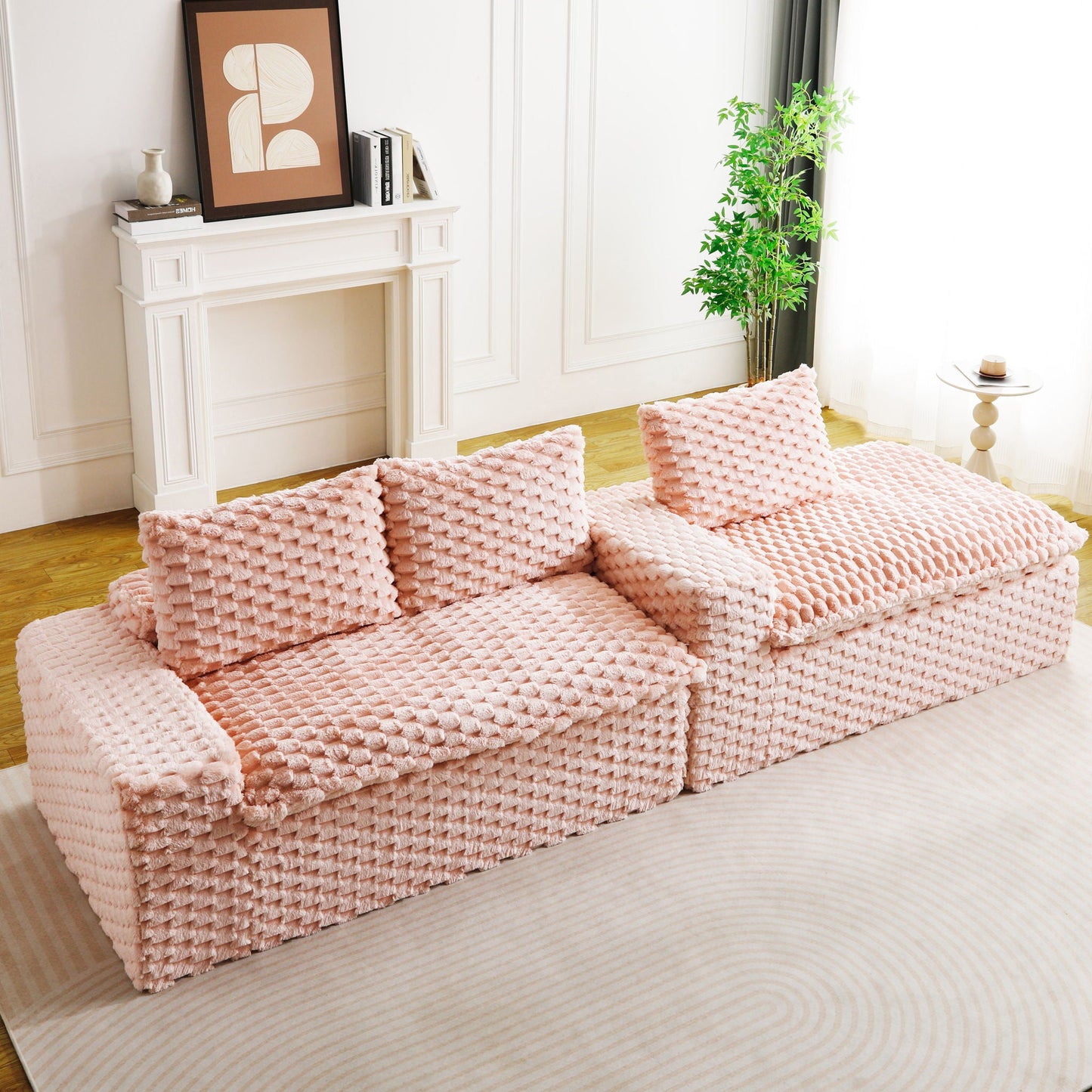 Modular Sofa, Convertible Twin Seat With Chaise Lounge