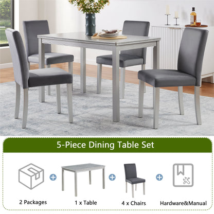 5 Piece Wooden Dining Table Set