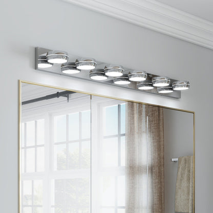 Modern Chrome LED Vanity Light Bar | 3/4/5/6-Light Bathroom Fixture over Mirror for Makeup & Daily Use