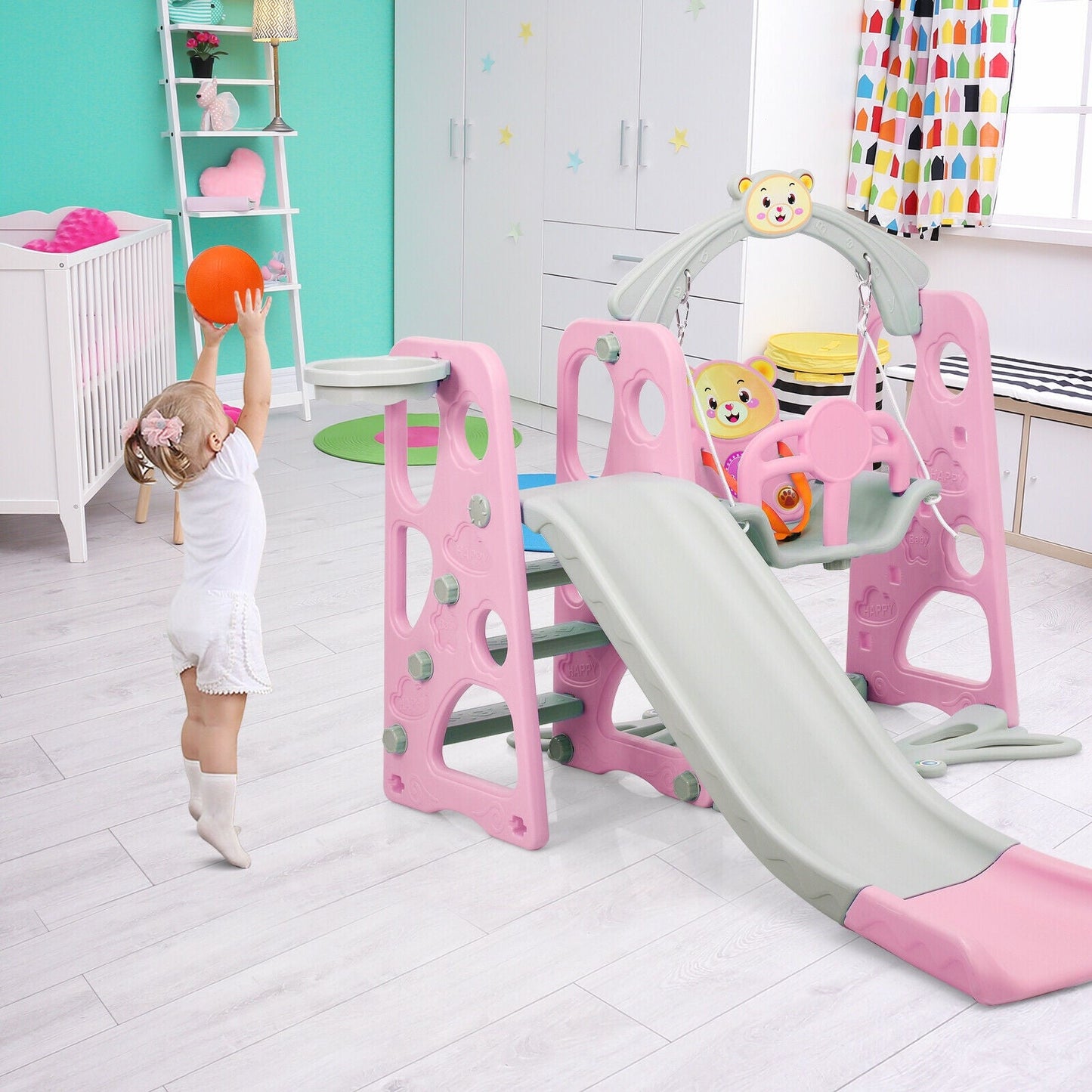 3 in 1 Toddler Climber and Swing Set Slide Playset