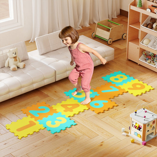 9 Pieces Interlocking Foam Puzzle Floor Mat with 3 Marker Discs