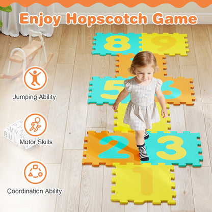 9 Pieces Interlocking Foam Puzzle Floor Mat with 3 Marker Discs