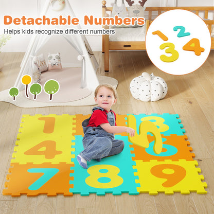 9 Pieces Interlocking Foam Puzzle Floor Mat with 3 Marker Discs