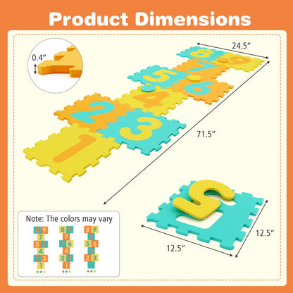 9 Pieces Interlocking Foam Puzzle Floor Mat with 3 Marker Discs