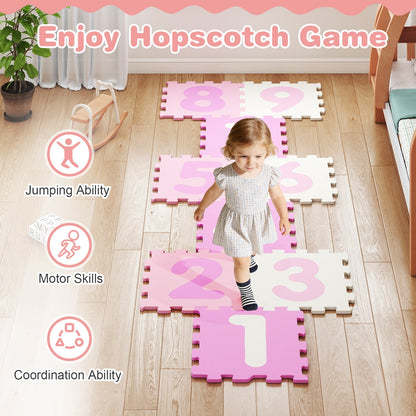 9 Pieces Interlocking Foam Puzzle Floor Mat with 3 Marker Discs