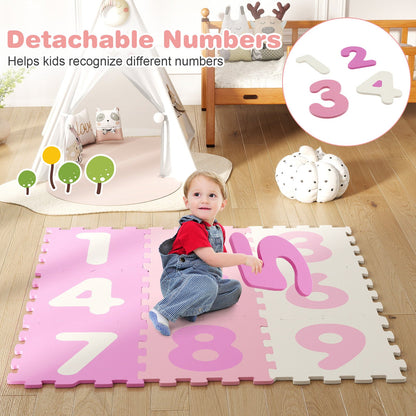 9 Pieces Interlocking Foam Puzzle Floor Mat with 3 Marker Discs