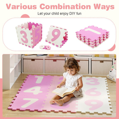 9 Pieces Interlocking Foam Puzzle Floor Mat with 3 Marker Discs