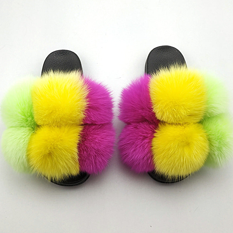 New SeasonSummer Women Slippers Faux Fur Slides For Women Fluffy Slippers House Shoes Woman Slippers Open Toe Fuzzy Fur Slippers Girls Fluffy House Slides Outdoor Indoor Slippers
