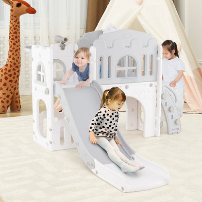 9-in-1 Toddler Slide L-Shaped with Basketball Hoop and Steering Wheel