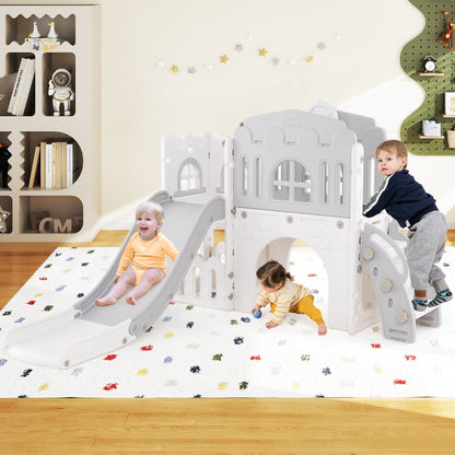 9-in-1 Toddler Slide L-Shaped with Basketball Hoop and Steering Wheel