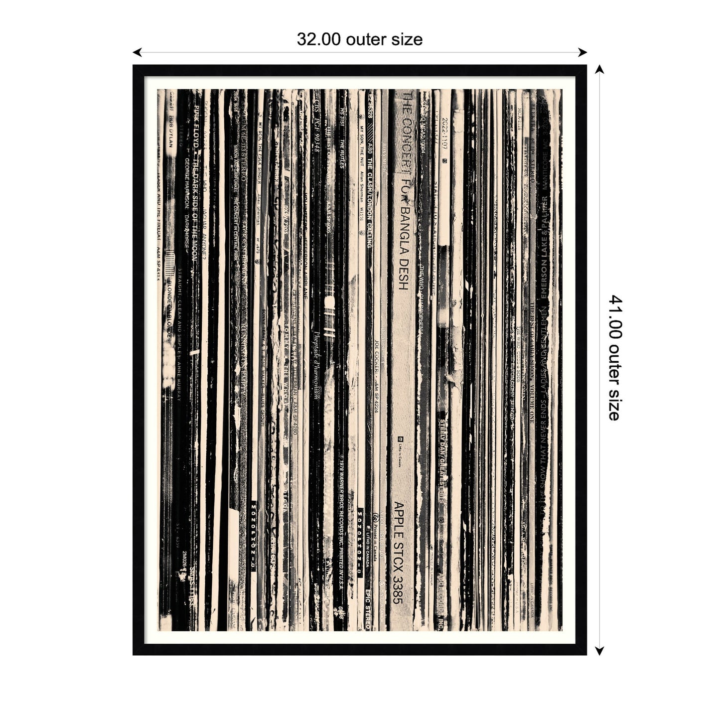 33 RPM Black and White by Robert Cadloff Framed Wall Art Print