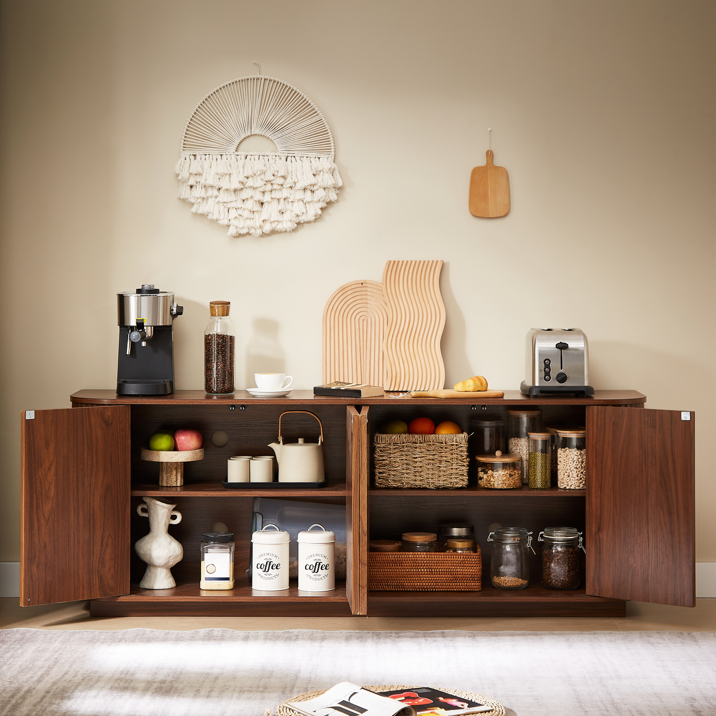 Sideboard Storage Cabinet TV Stand with Wave Pattern