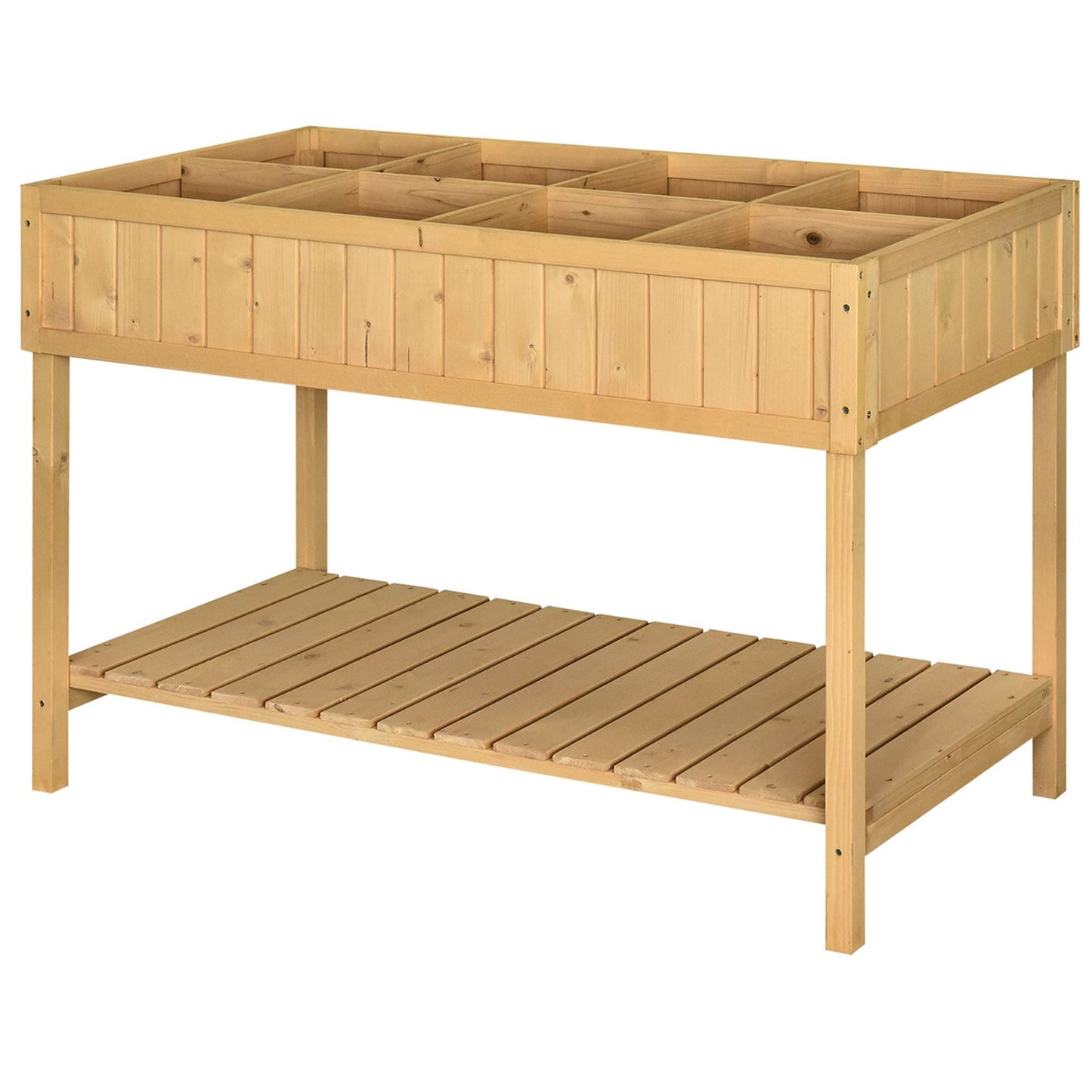 Outsunny 43x18x30in Raised Garden Bed with 8 Pockets and Shelf