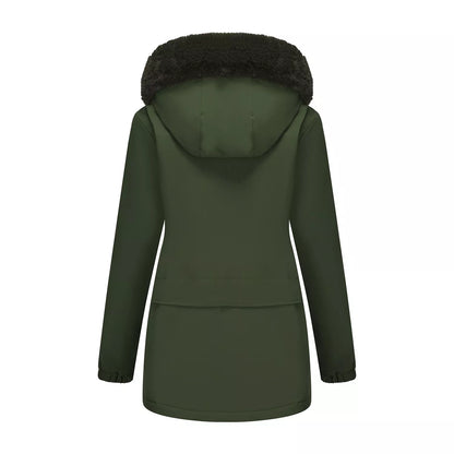 Full Size Fur Hooded Warm Winter Parka Outerwear Plus Size