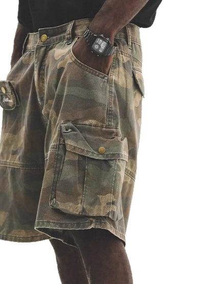 Men's Plus Size Camo Cargo Shorts with Multiple Pockets