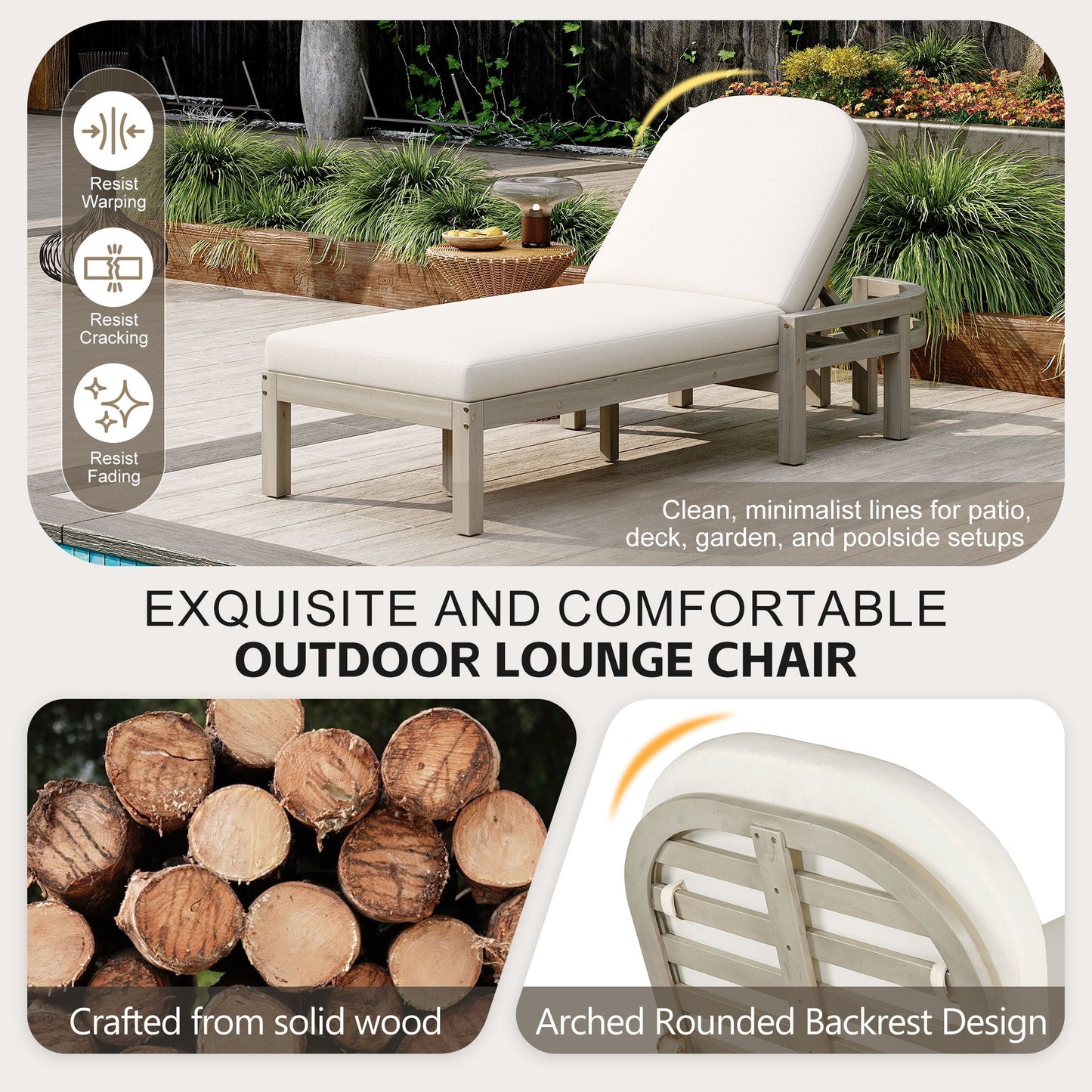 Outdoor Chaise Lounge With 5 Position Adjustable Backrest (Set of 2)