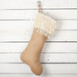 Fennco Styles Fringe Button Design Decorative Jute Christmas Stocking -13"x19"