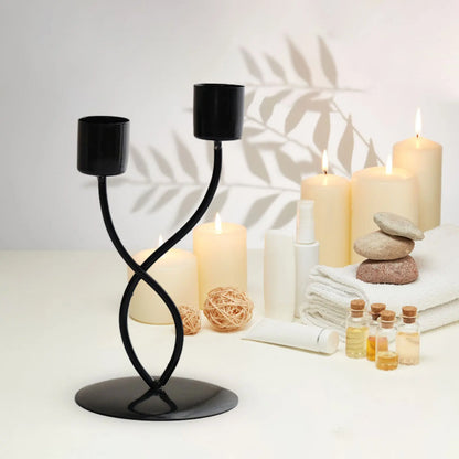 Metal Candle Holder Elegant Stable Base Table Centerpiece Candle Stick Holder for Mantel Fireplace Dining Desktop Home Decor