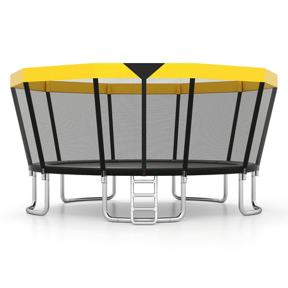 ASTM Compliant Recreational Trampoline with Non-Slip Ladder-Yellow