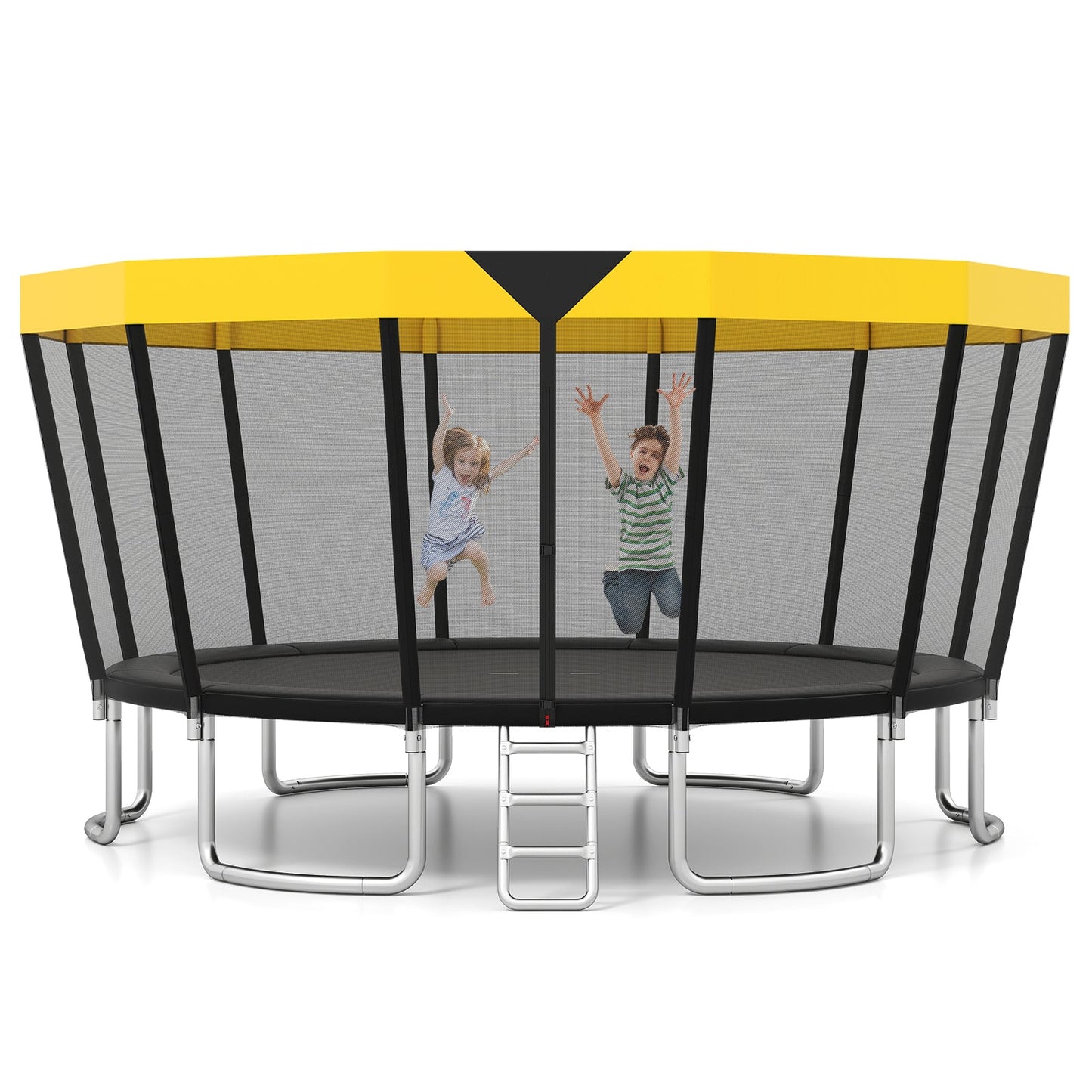 ASTM Compliant Recreational Trampoline with Non-Slip Ladder-Yellow