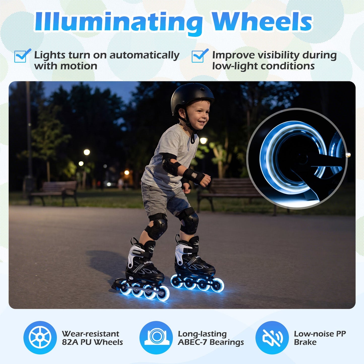 Adjustable Kids' Incline Skates for Boys Girls Ages 5-14