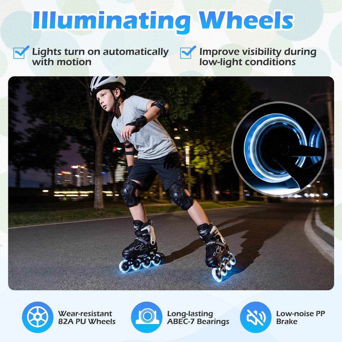 Adjustable Kids' Incline Skates 4 Sizes Adjustable Blade Roller