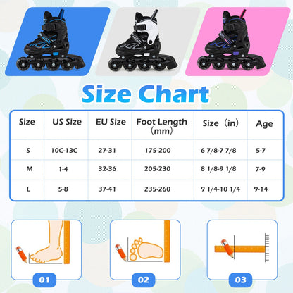 Adjustable Kids' Incline Skates for Boys Girls Ages 5-14