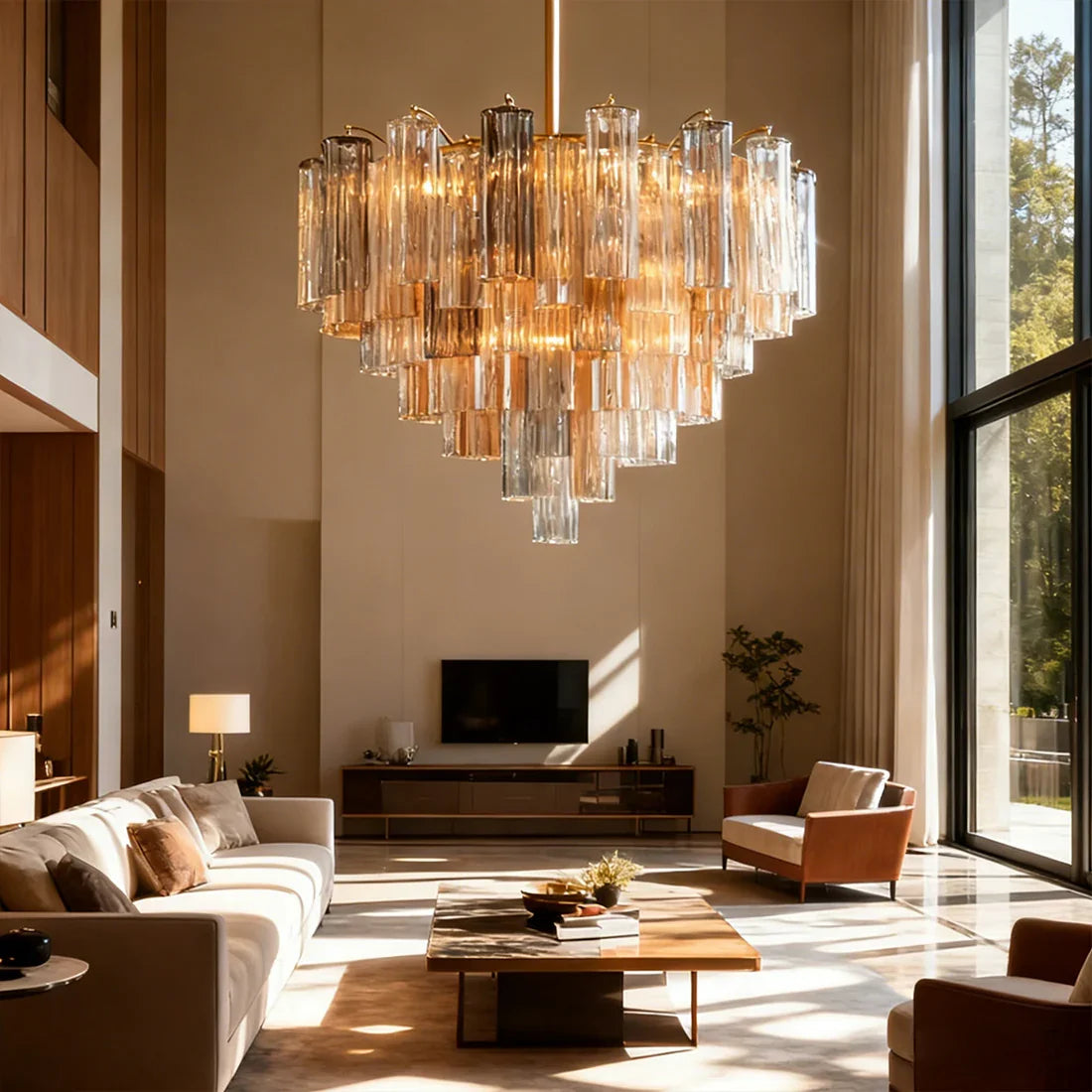 Star Shaped Glass Tube Chandelier