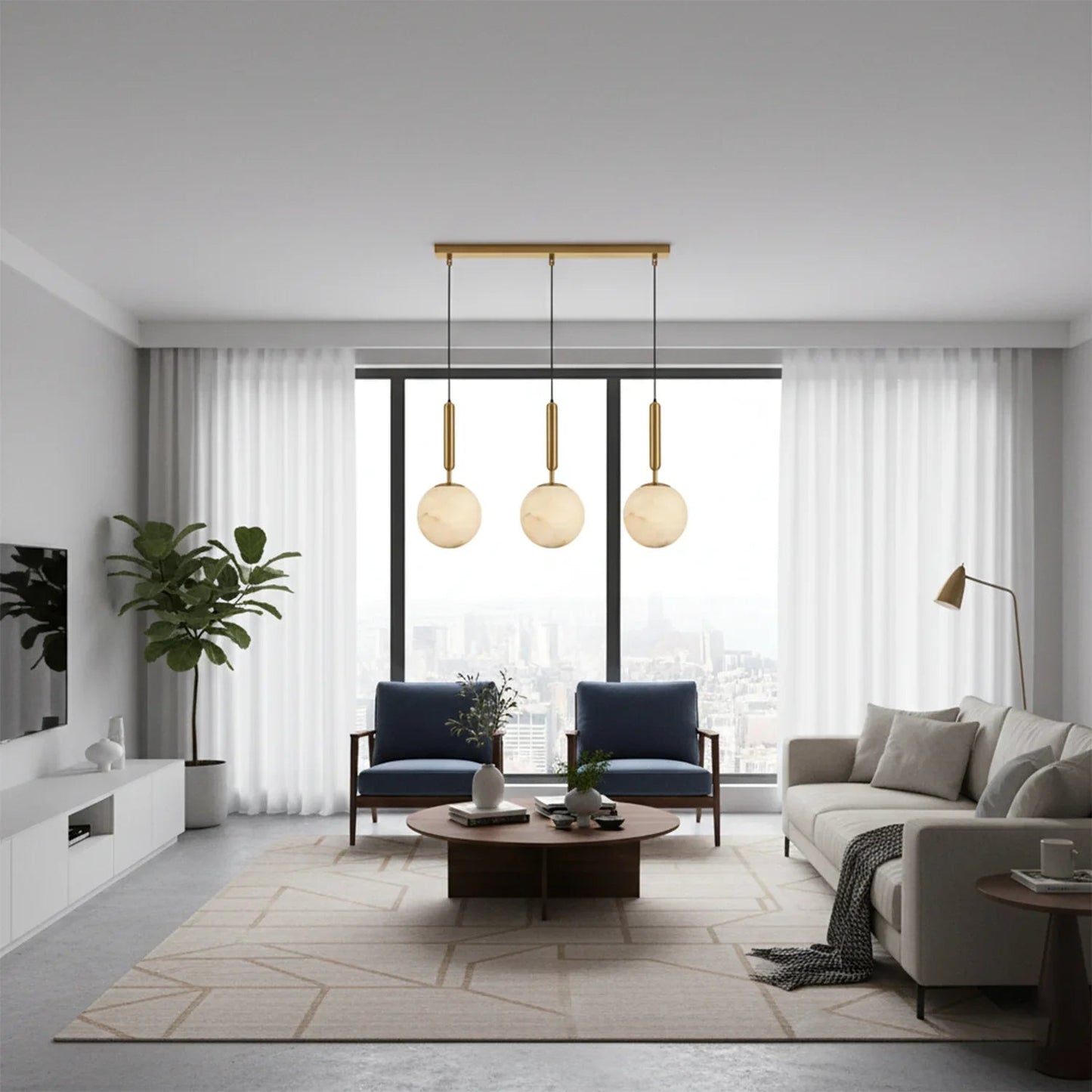 Alabaster Art Island Pendant Light