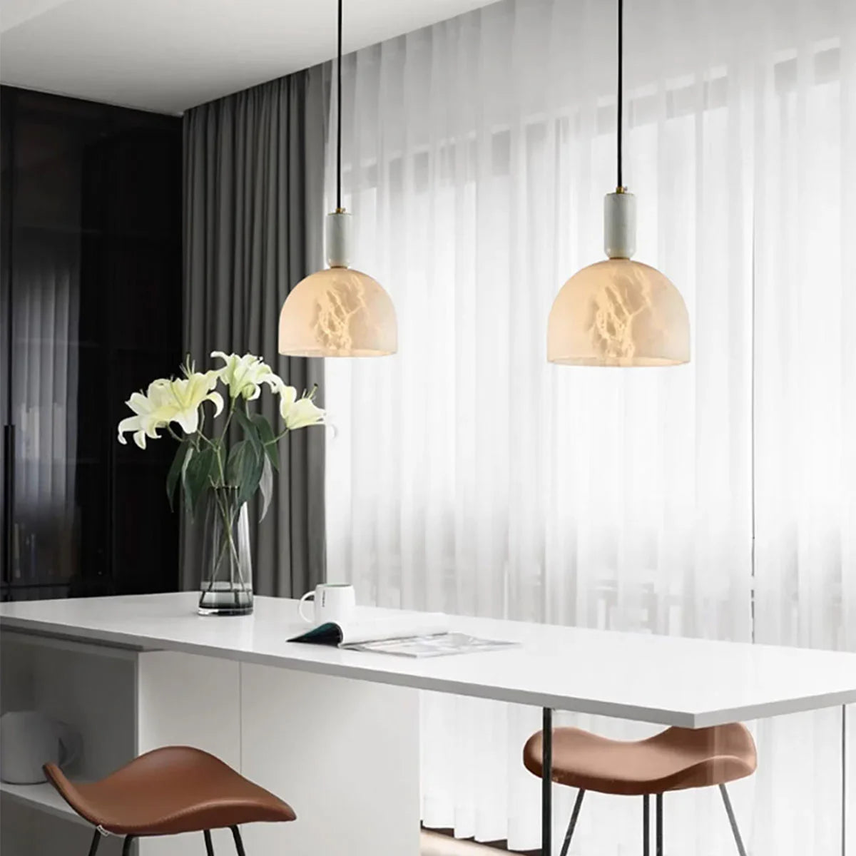 Alabaster Art Pendant Light