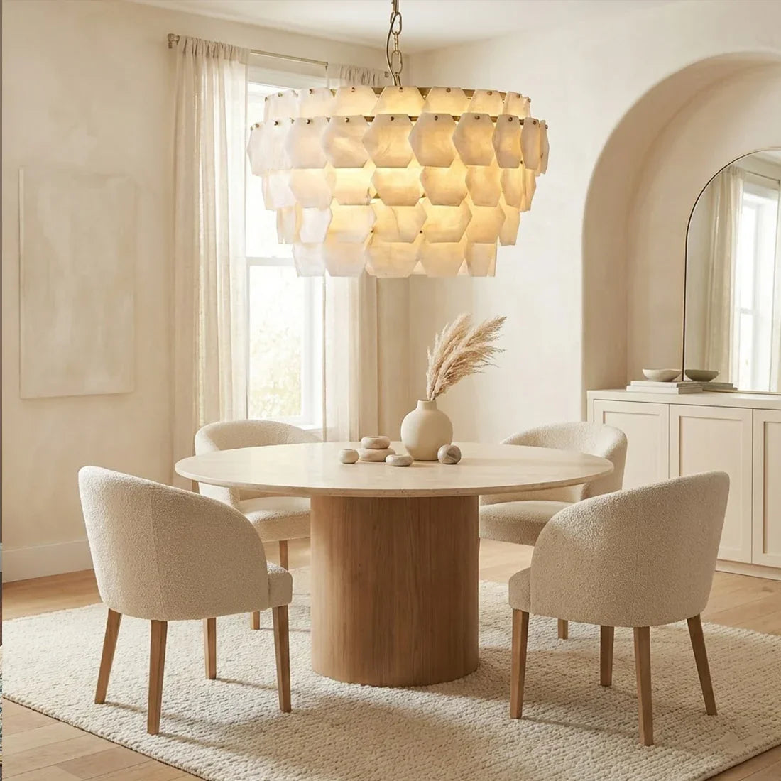 Alabaster Geometric Cloud Chandelier