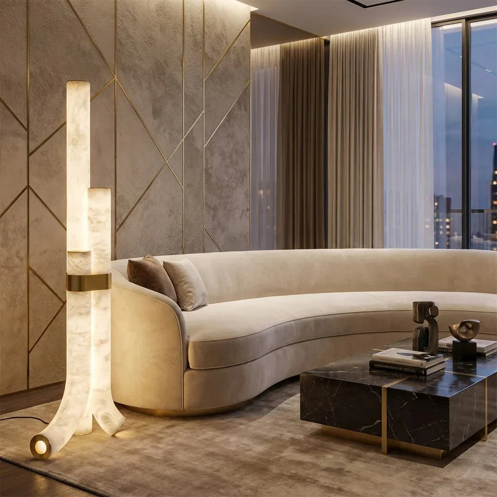 Alabaster Tube Floor Lamp